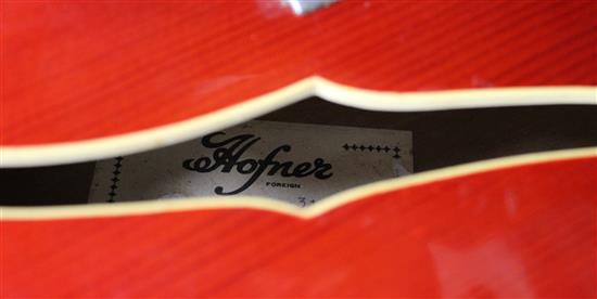 A cherry red Hofner Verithin semi-acoustic electric guitar, c.1964, A cherry red Hofner Verithin semi-acoustic electric guitar, c.1964,